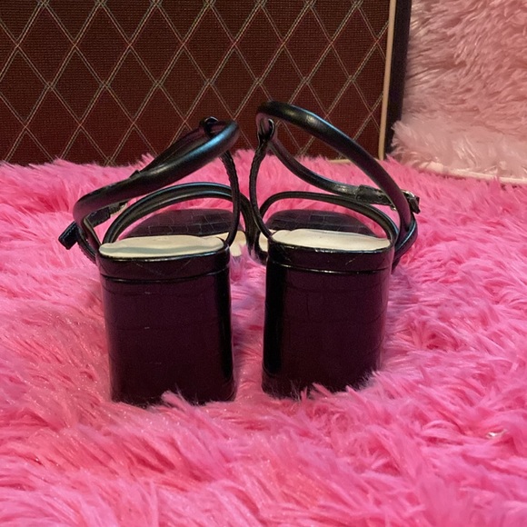 Nine West Grayce faux croc strappy chunk heel square toe shoes size 8 - Picture 5 of 12